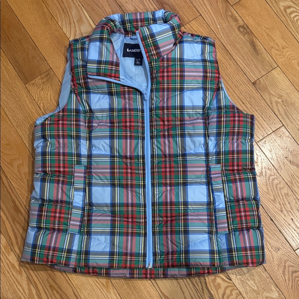 Lands' End womens Colorful Plaid Vest